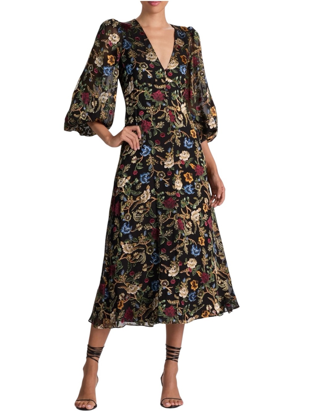 NWT Alice + Olivia Silk Mona Floral Dress Size 4